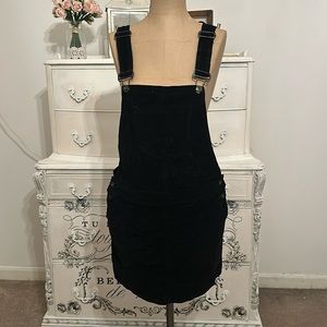 Black Overalls + Miniskirt